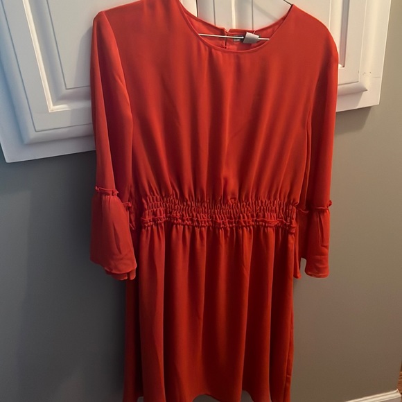 h&m orange silk dress Women's Orange Cowl-neck satin dress
